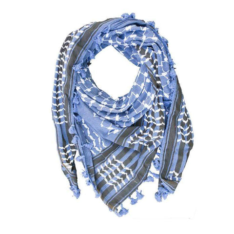 Hirbawi Keffiyeh White & Black on Blue